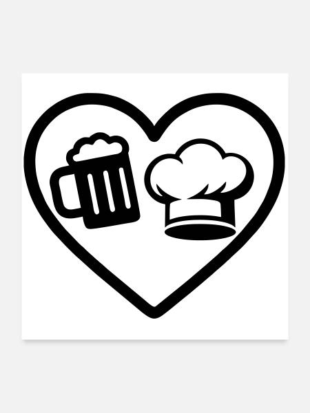 Heart Beer Cooking Humor - Poster 24" x 24" (60x60 cm) - white - Front