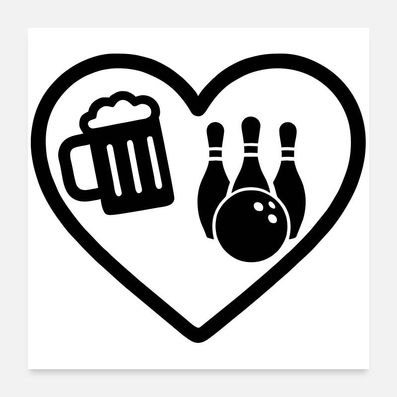 Heart Beer Bowling-Humor Poster 60x60 cm