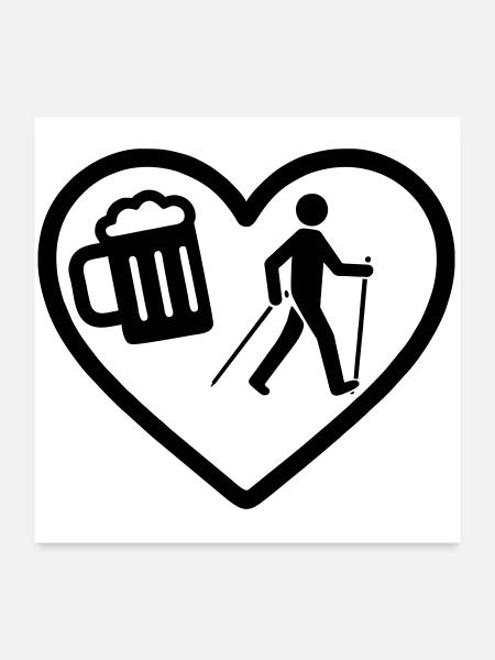 Humour nordique de la bière de cœur - Poster 60 x 60 cm - blanc - Devant