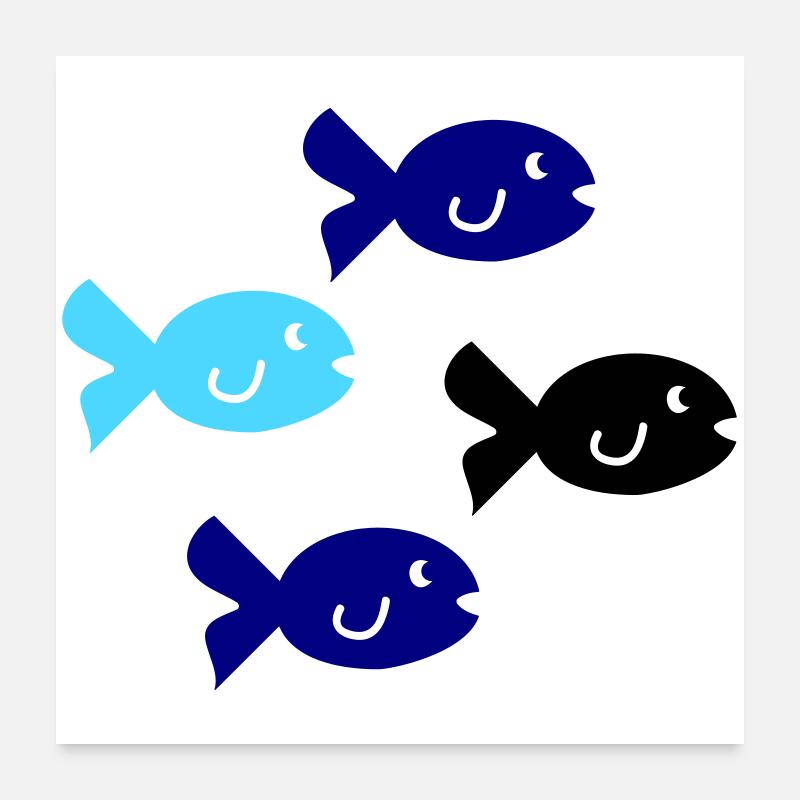 Fische Silhouette Poster 60x60 cm