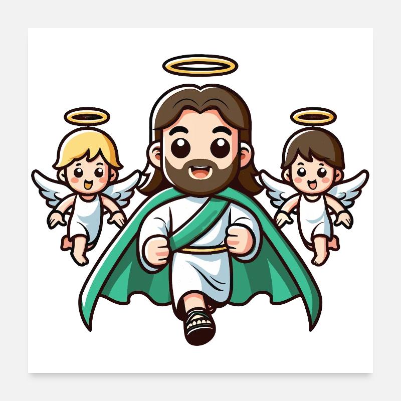 Niedliche Jesus Engel Religion Poster 60x60 cm