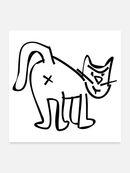 CHAT - Poster 60 x 60 cm - blanc - Devant