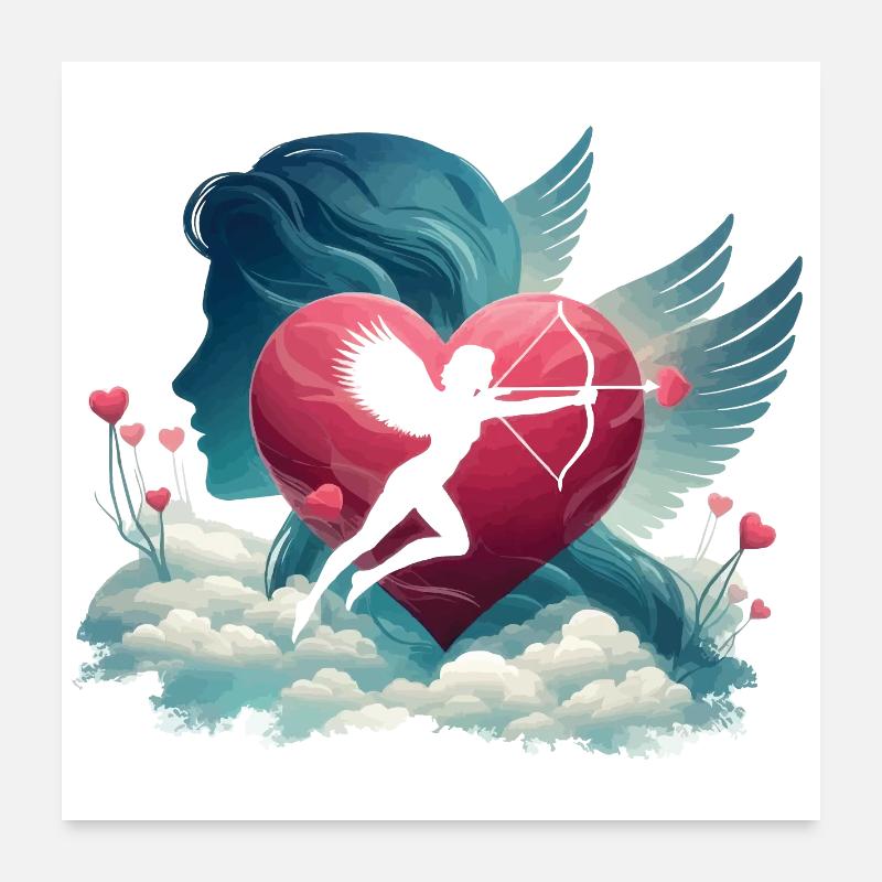 Cupid Archer Heart Artwork Poster 24" x 24" (60x60 cm)