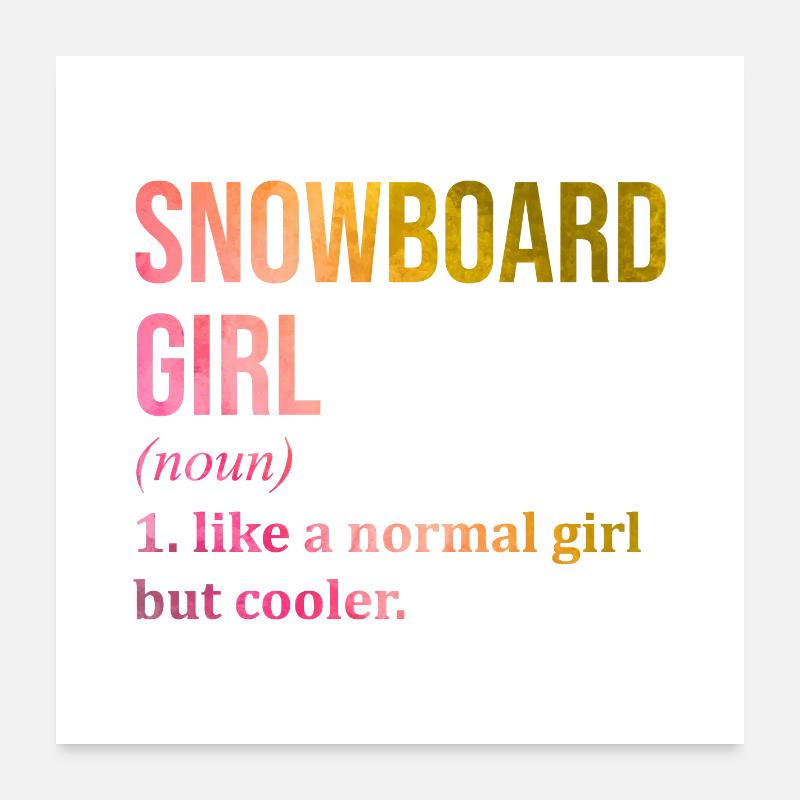 Snowboarden - Poster 60x60 cm - Weiß