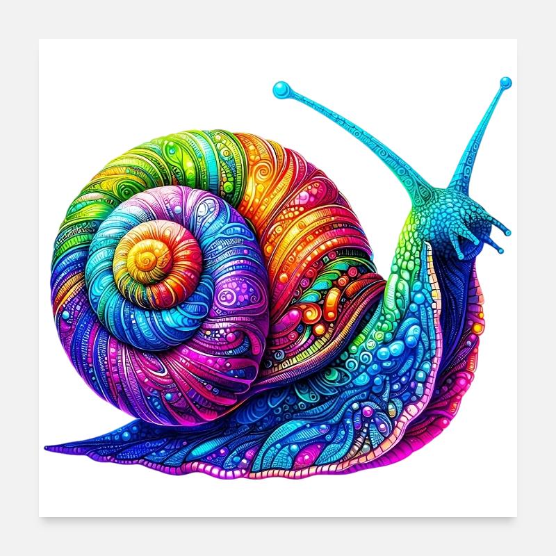 Schnecke - Poster 60x60 cm - Weiß