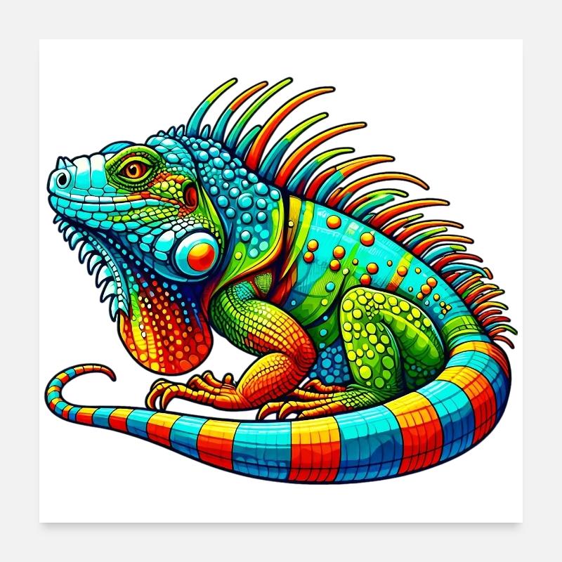 Iguane - Poster 60 x 60 cm - blanc