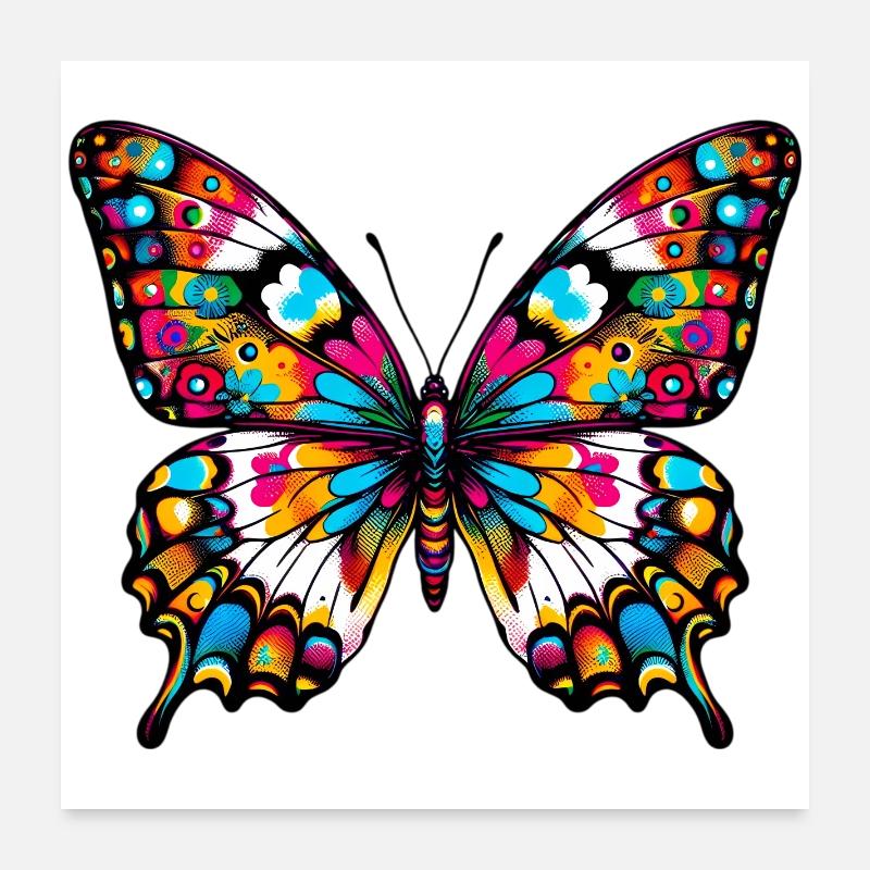 Schmetterling - Poster 60x60 cm - Weiß