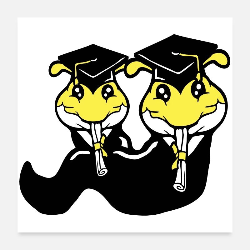 2 chenilles certificat de fin d'études secondaires diplôme d'études secondaires obtenu Poster 60 x 60 cm