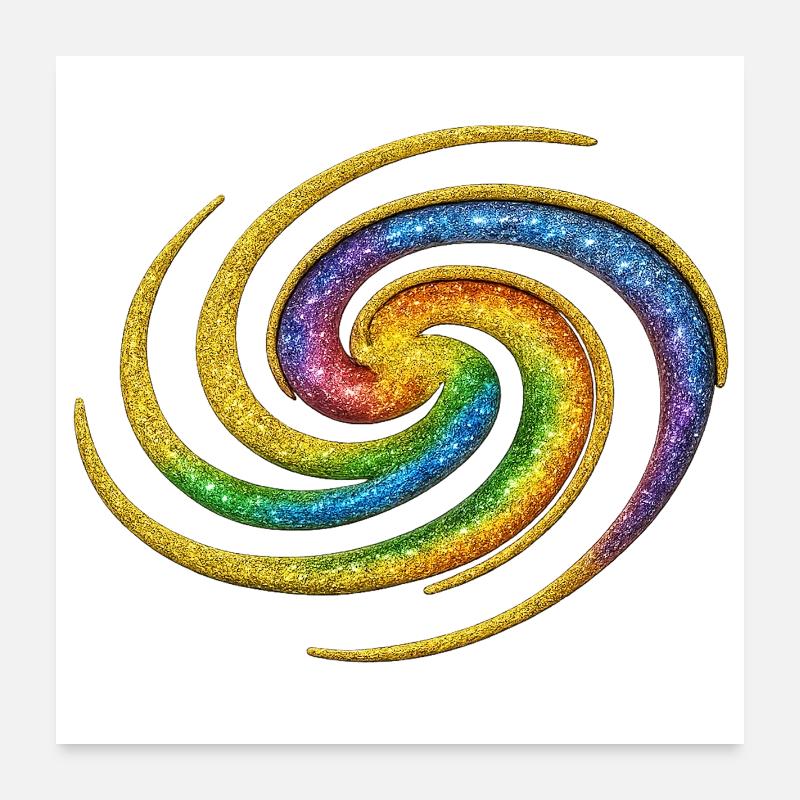 Spirale arc-en-ciel galactique Poster 60 x 60 cm
