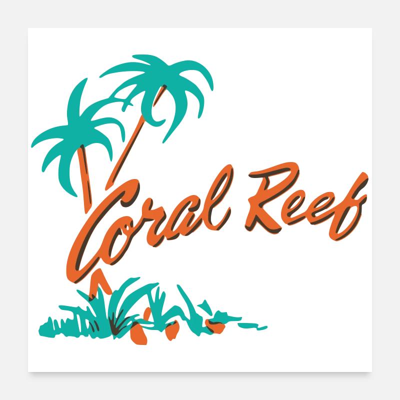 Coral Reef Palm Logo Poster 24" x 24" (60x60 cm)