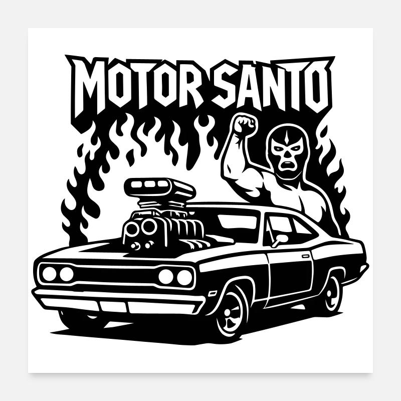 Motor Santo Fire Hotrod Poster 24" x 24" (60x60 cm)