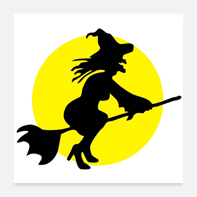 Sorcière et la lune Poster 60 x 60 cm