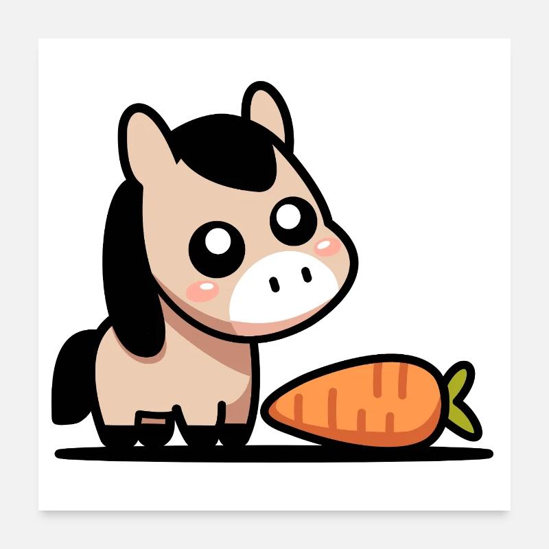 Pferdchen mit Karotte Poster 60x60 cm