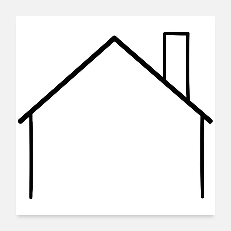 Contour simple de la maison avec cheminée Poster 60 x 60 cm