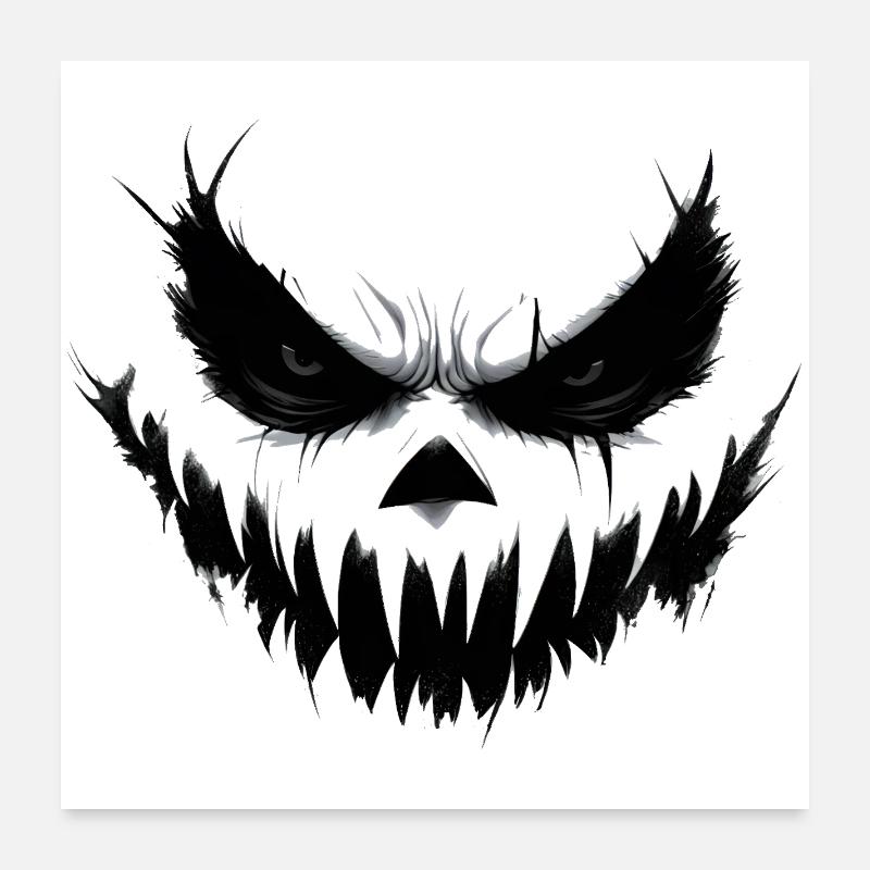 Menacing Smile Skull Face Print Poster 24" x 24" (60x60 cm)