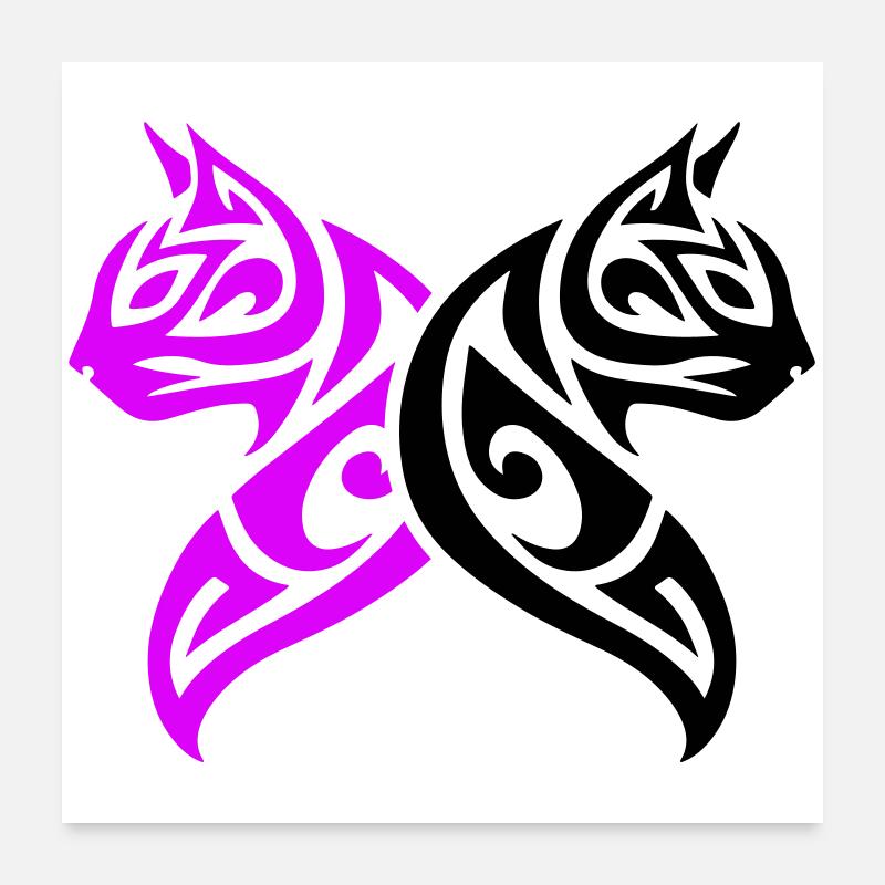 Katzen Tribal Kater Design Poster 60x60 cm