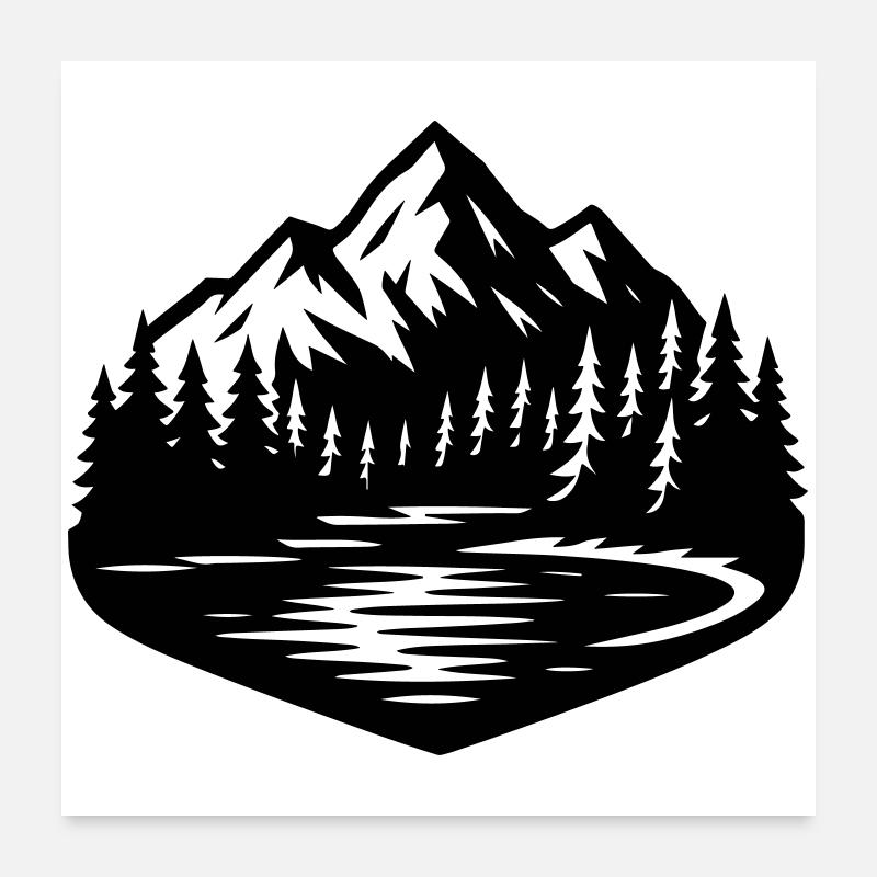 Berge Landschaft Wald Poster 60x60 cm