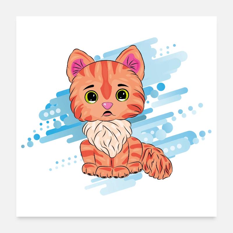 Chat orange mignon avec une écharpe Poster 60 x 60 cm
