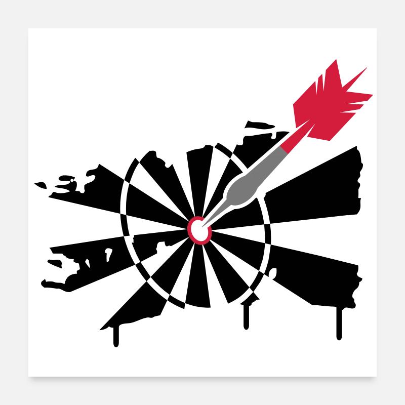 Dartscheibe mit Dartpfeil Graffiti Illustration Poster 60x60 cm