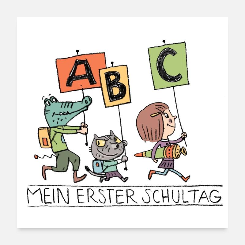 Erster Schultag ABC Abenteuer Poster 60x60 cm