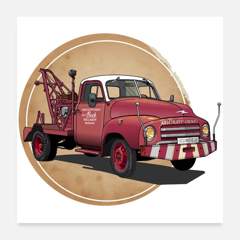 Abschleppwagen Oldtimer Poster 60x60 cm