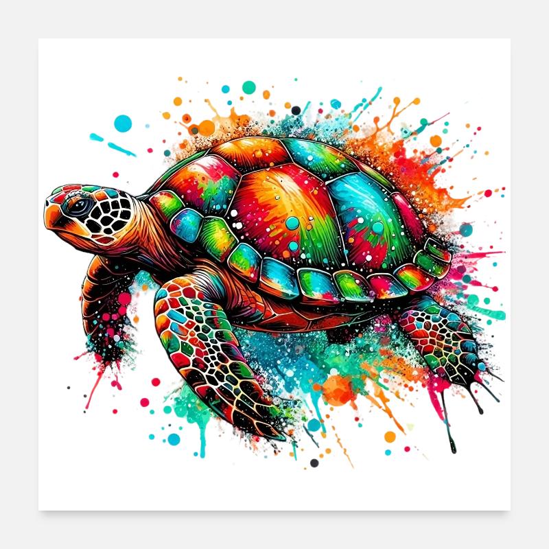 Schildkröte - Poster 60x60 cm - Weiß