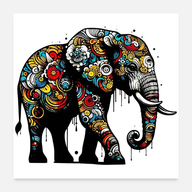 Éléphant Poster 60 x 60 cm