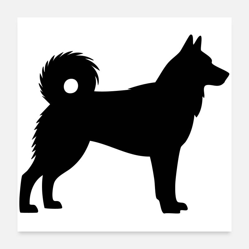 Silhouette de chien husky Poster 60 x 60 cm