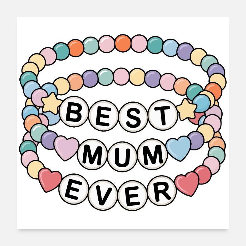 Beste Mama Ever - Perlenkette für Muttertag Poster 60x60 cm