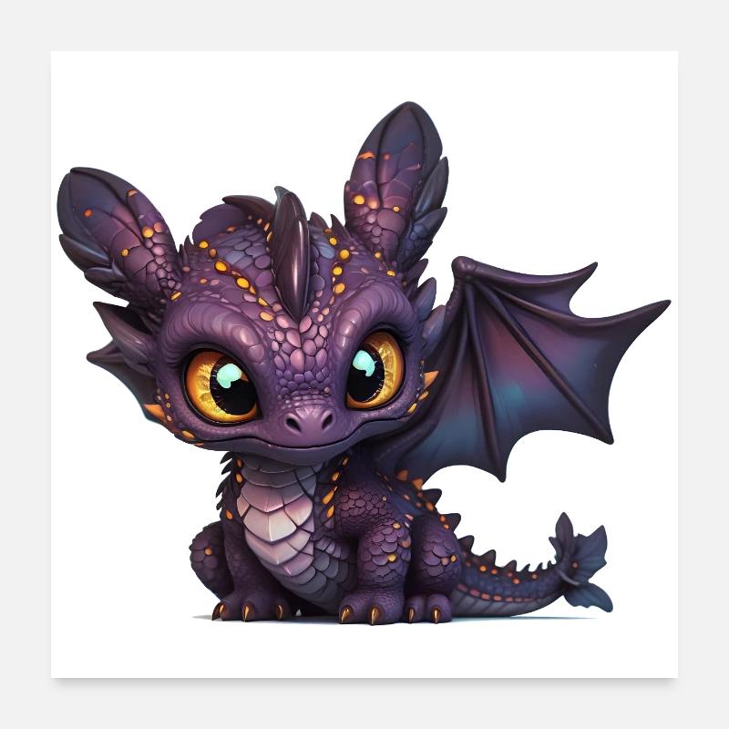 Bébé Dragon Violet Poster 60 x 60 cm