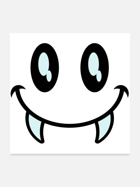 kleines monster smiley - Poster 60x60 cm - Weiß - Vorne