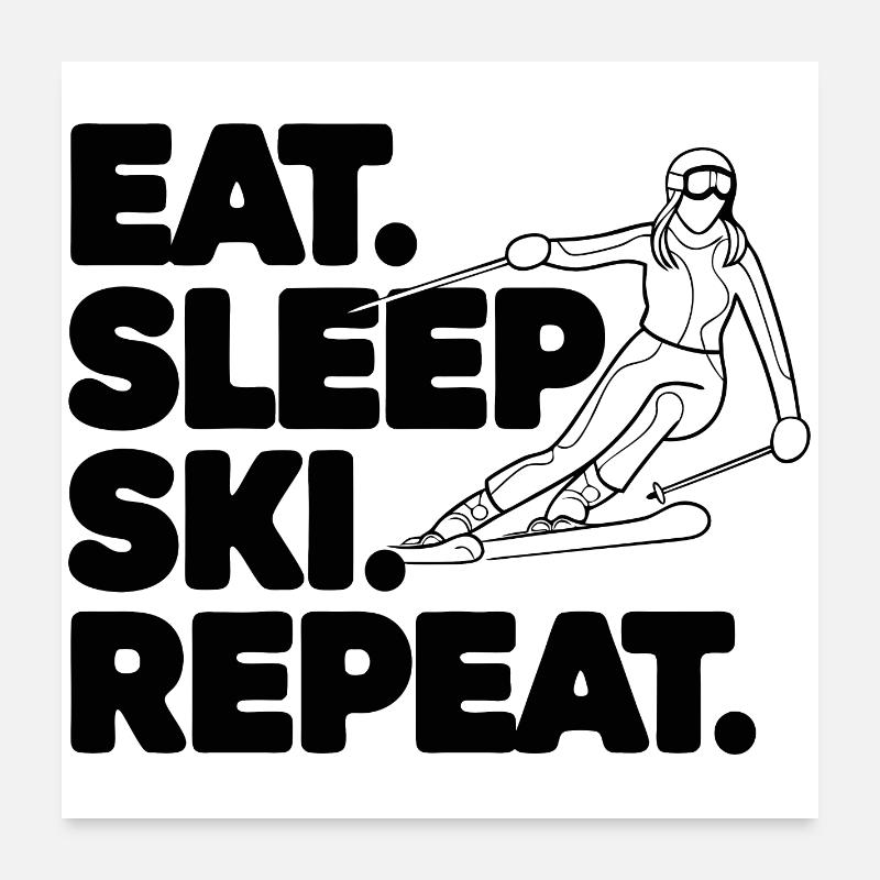 Ski Sign with Inspirational Text Poster 24" x 24" (60x60 cm)