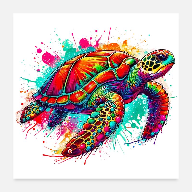 Tortue - Poster 60 x 60 cm - blanc