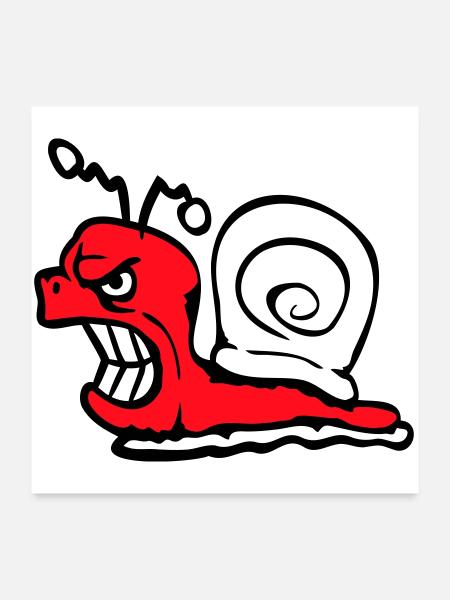 Snail Evil Angry Attack Teeth Grinding Sour - Poster 24" x 24" (60x60 cm) - white - Front
