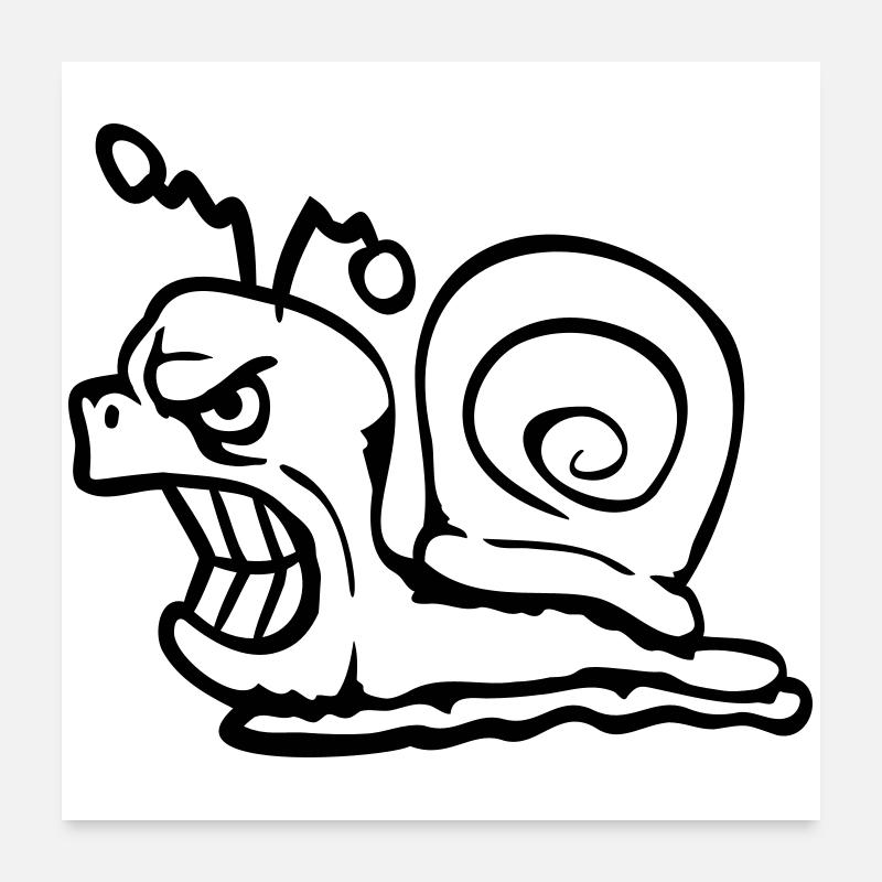 Schnecke Böse Wütend Angriff Zähne knirschen sauer Poster 60x60 cm