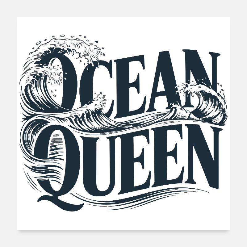 Ocean Queen - Waves Typography Design Poster 24" x 24" (60x60 cm)