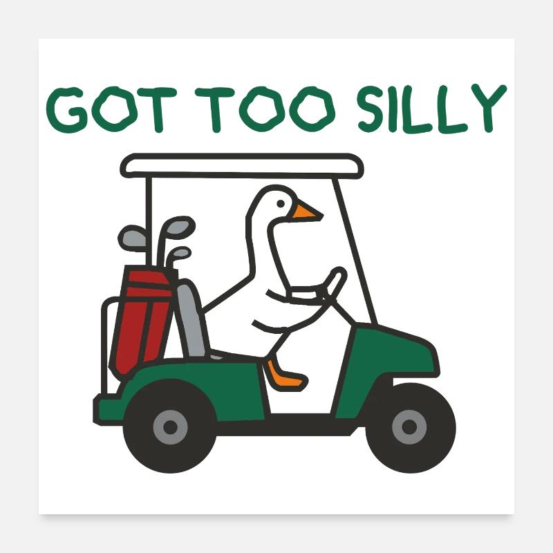 Gans im Golfwagen Poster 60x60 cm