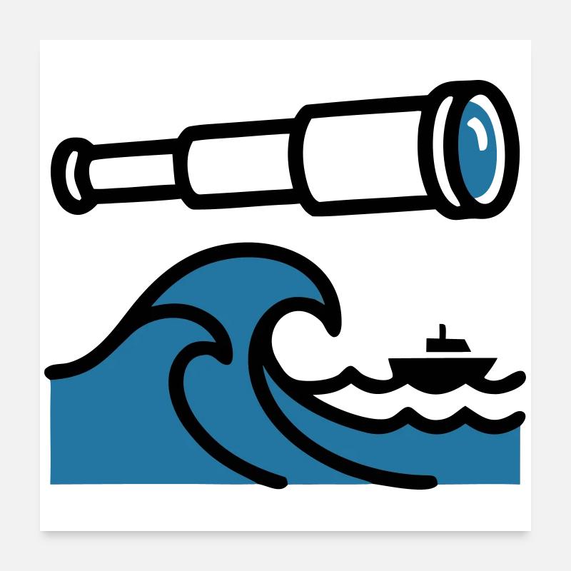 Explorateur océanique Waves Telescope Poster 60 x 60 cm