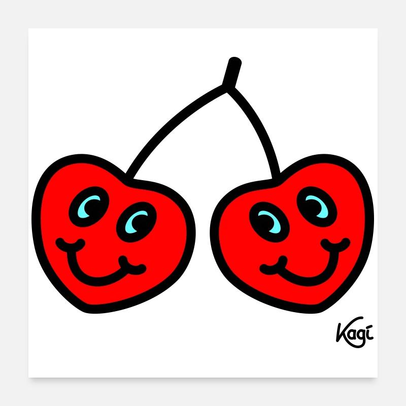 Zwillinge Kirschen groß Poster 60x60 cm