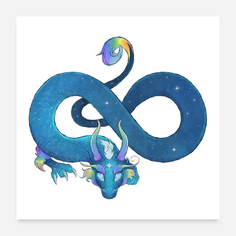 Blue Ink Spirits - Infinite Rainbow Blue Dragon Poster 24" x 24" (60x60 cm)