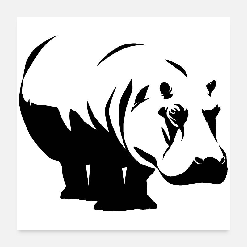 Hippopotame Nilpferd Poster 60 x 60 cm