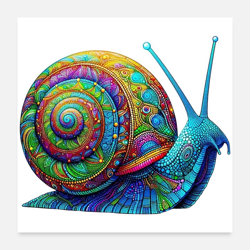 Schnecke - Poster 60x60 cm - Weiß