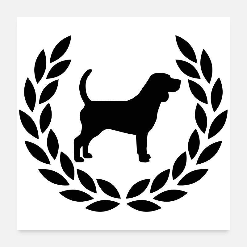 Beagle avec couronne de laurier Poster 60 x 60 cm