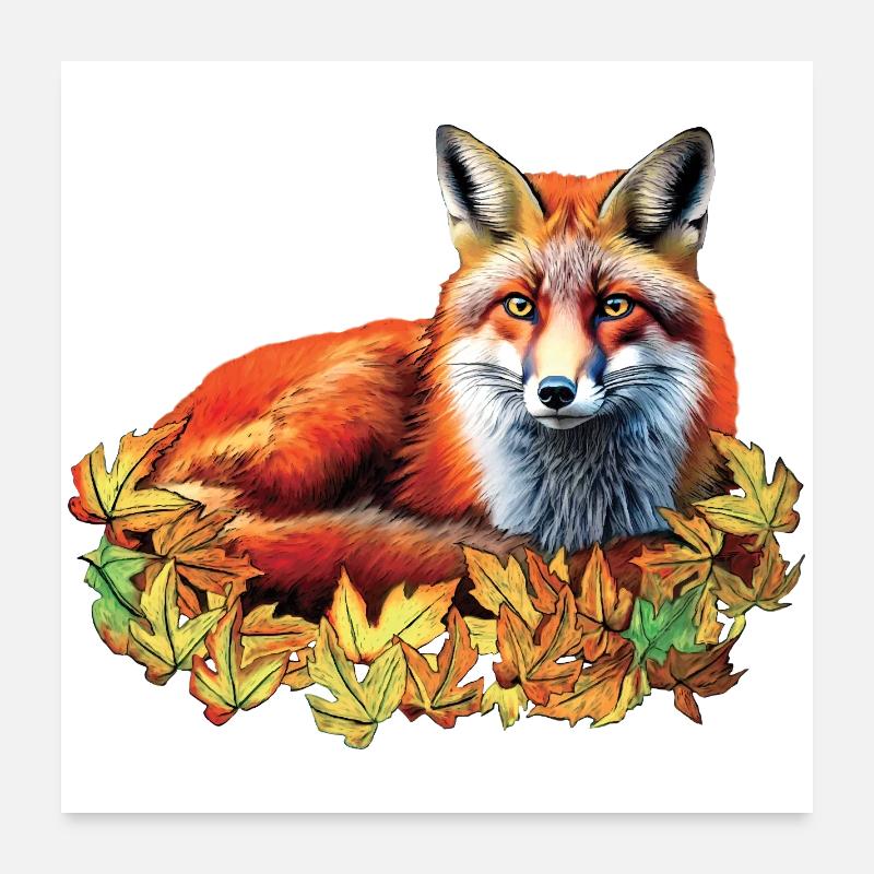 Rotfuchs im Herbst Poster 60x60 cm
