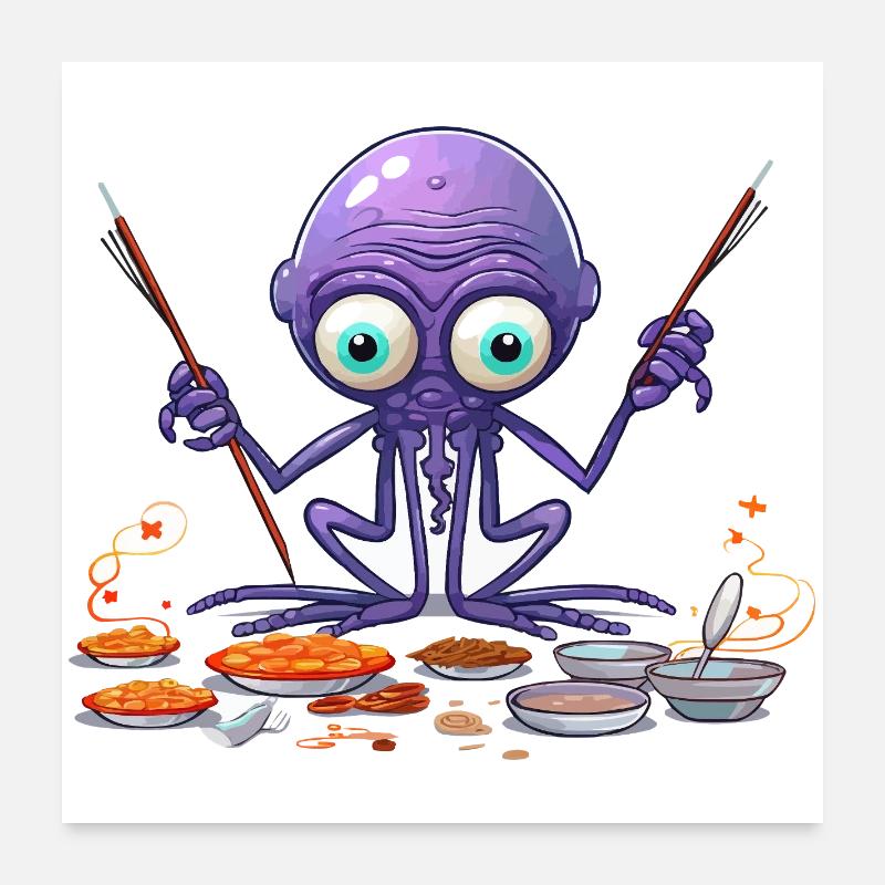 Le Chef Poulpe aux Algues Poster 60 x 60 cm