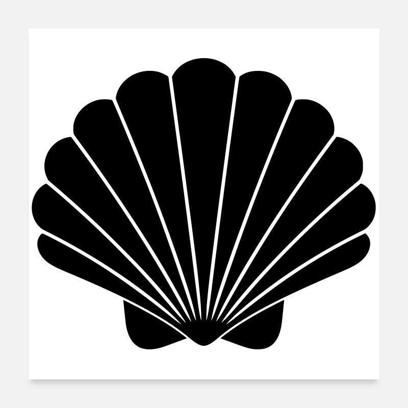 Muschel Symbol Minimal Maritim - Poster 60x60 cm - Weiß