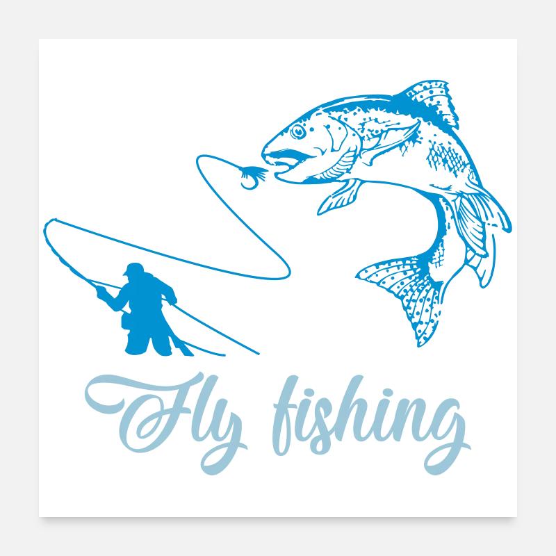 fly fishing fish Poster 24" x 24" (60x60 cm)