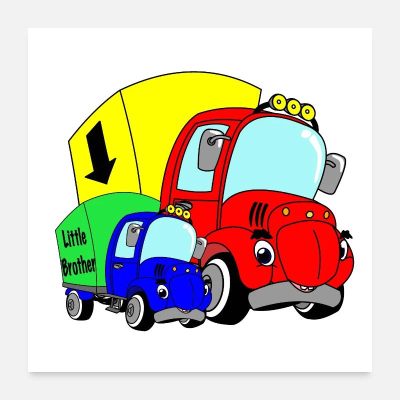 Camions joyeux Petit frère Poster 60 x 60 cm