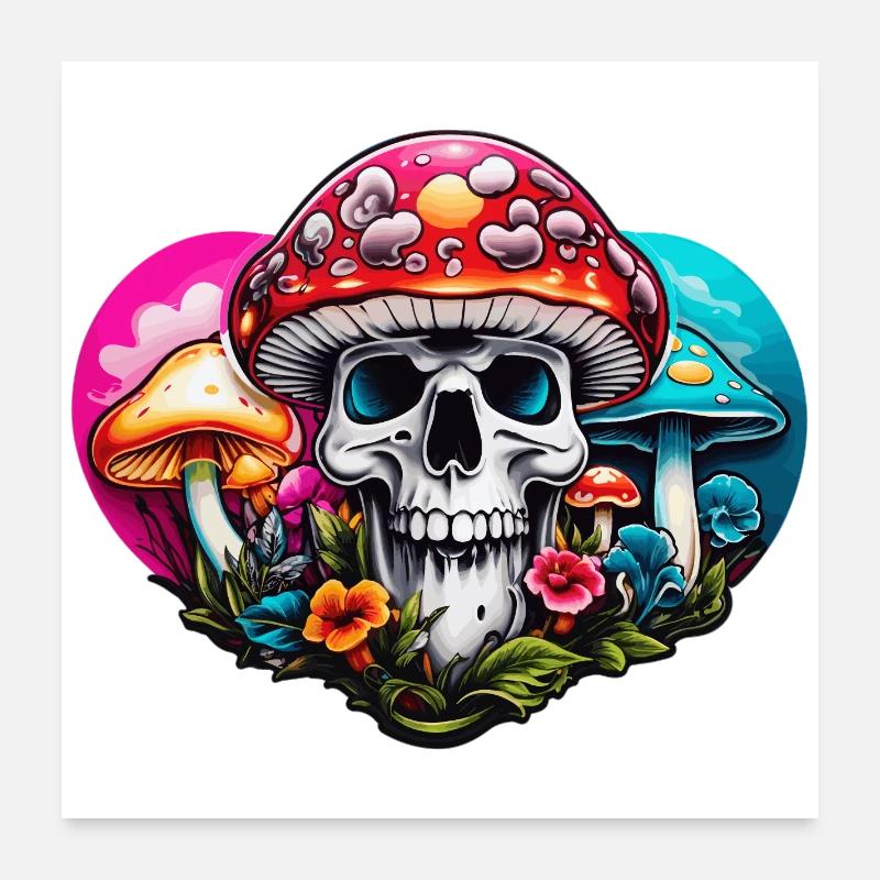 Champignon crâne Poster 60 x 60 cm
