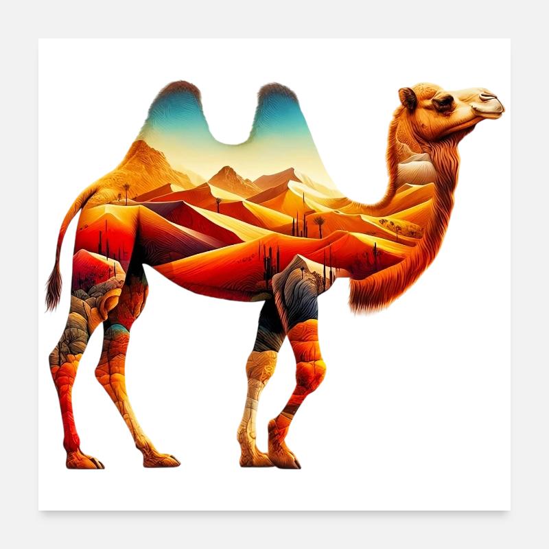 Kamel - Poster 60x60 cm - Weiß